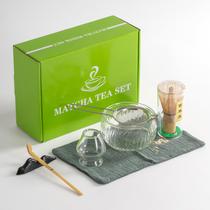 Conjunto de chá japonês DWEHIXBUY Matcha Whisk Bowl, 7 unidades de vidro branco Conjunto de chá japonês DWEHIXBUY Matcha Whisk Bowl, 7 unidades de vidro branco