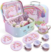 Conjunto de chá JOYIN Unicorn com bule de lata para crianças pequenas com estojo Conjunto de chá JOYIN Unicorn com bule de lata para crianças pequenas com estojo