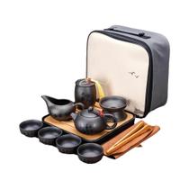 Conjunto De Chá Kung Fu De Argila Roxa 10PCS Com Bule De Porcelana E Xícaras De Chá Portátil Com