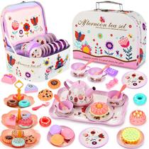 Conjunto de chá Lajeje Princess Tea Time Toy para meninas de 3 a 6 anos com estojo Conjunto de chá Lajeje Princess Tea Time Toy para meninas de 3 a 6 anos com estojo