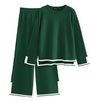 Conjunto de Chándal para Mujer PRETTYGARDEN de Punto con Suéter y Pantalón Palazzo de Pierna Ancha XL Conjunto de Chándal para Mujer PRETTYGARDEN de Punto con Suéter y Pantalón Palazzo de Pierna Ancha XL