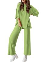 Conjunto de Chándal PRETTYGARDEN de Dos Piezas para Mujer, Conjunto de Descanso Verde Claro Talla S