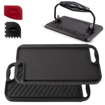 Conjunto de Chapa e Grelha de Ferro Fundido Cuisinel 43x24 cm Reversível Conjunto de Chapa e Grelha de Ferro Fundido Cuisinel 43x24 cm Reversível
