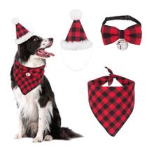 Conjunto de chapéu de bandana de Natal para cães e gravata borboleta ADOGGYGO para tamanho médio e grande