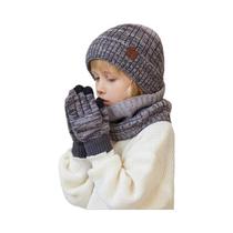 Conjunto De Chapéu De Inverno Para Crianças, Forro De Pelúcia, Cachecol, Luvas, 2 a 3 Peças,