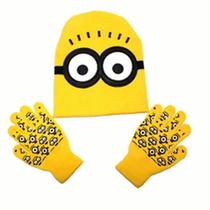 Conjunto De Chapéu De Malha Quente E Luvas À Prova De Frio Para Crianças Despicable Me Minions Anime