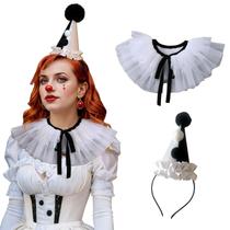 Conjunto de chapéu de palhaço e gola com babados Unykaflor Jester para festa Conjunto de chapéu de palhaço e gola com babados Unykaflor Jester para festa