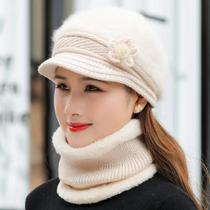 Conjunto de Chapéu e Cachecol de Inverno Feminino - Malha Forrada com Pele Sintética