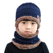 Conjunto de chapéu e cachecol de inverno XYIYI Kids Warm Fleece Forro Azul