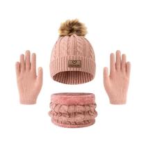 Conjunto De Chapéu E Luvas Infantis Para Outono E Inverno, 3 Peças, Fofo, Confortável E Quente Para
