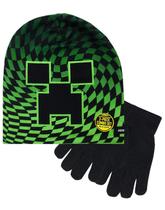Conjunto de chapéu e luvas Minecraft Boy's Creeper Checkered Kids