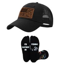 Conjunto de Chapéu e Meias de Pesca - Boné Golden Associate Flag Trucker