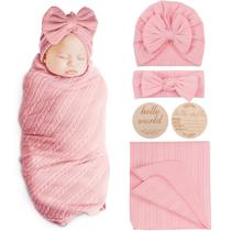 Conjunto de chapéus Blanket AQOKKA 80x80 cm Newborn Swaddle Bow Conjunto de chapéus Blanket AQOKKA 80x80 cm Newborn Swaddle Bow