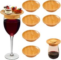 Conjunto de chapéus de charcutaria em taça de vinho, 6 peças de madeira para beber