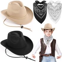 Conjunto de chapéus de cowboy Xtinmee Kids Cowboy com bandanas, 4 peças