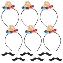 Conjunto de chapéus de festa Pasimy Mini Sombrero com bigodes falsos x12 Conjunto de chapéus de festa Pasimy Mini Sombrero com bigodes falsos x12