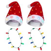 Conjunto de chapéus de Natal e colar de lâmpadas para crianças/adultos Conjunto de chapéus de Natal e colar de lâmpadas para crianças/adultos