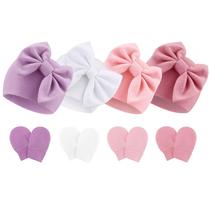 Conjunto de chapéus e luvas para bebês BQUBO Newborn Hospital Hat Cotton