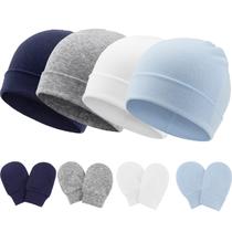 Conjunto de chapéus e luvas para bebês, gorros de algodão BQUBO