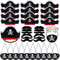 Conjunto de chapéus pirata CHRIMISS Pirate Eye Patch Mustache 48 unidades para crianças