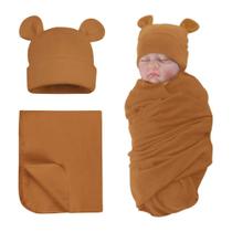 Conjunto de chapéus Swaddle Cotton PESAAT para bebês recém-nascidos, meninos e meninas Conjunto de chapéus Swaddle Cotton PESAAT para bebês recém-nascidos, meninos e meninas