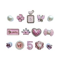 Conjunto De Charms Para Sapatos Em Pérola Rosa Com Diamantes E Strass Para Meninas, Fivela De Cadeia Conjunto De Charms Para Sapatos Em Pérola Rosa Com Diamantes E Strass Para Meninas, Fivela De Cadeia