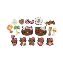 Conjunto De Charms Para Sapatos Hello Kitty Tropical Tan Para Decoração De Crocs E Sandálias, Design