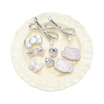 Conjunto De Charms Prateados Hello Kitty Para Calçados Femininos, Sandálias, Chinelos E Tamancos - Conjunto De Charms Prateados Hello Kitty Para Calçados Femininos, Sandálias, Chinelos E Tamancos -