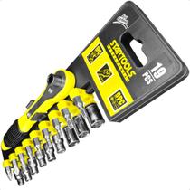 Conjunto De Chave Catraca 19 Peças Soquetes Canhão E Bits