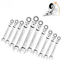Conjunto De Chave Combinada De Catraca De Cabeça Flexível De 72 Dentes Cr-V Métrico 6-24mm Para