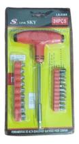 Conjunto De Chave De Bits E Soquete Fenda Philips Torx Adaptador Tipo T Com 24 Peças Manutenção Casa