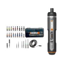 Conjunto De Chave De Fenda Elétrica Sem Fio 4V Worx Com Cabo Recarregável E 30 Pontas Para Reparos Conjunto De Chave De Fenda Elétrica Sem Fio 4V Worx Com Cabo Recarregável E 30 Pontas Para Reparos