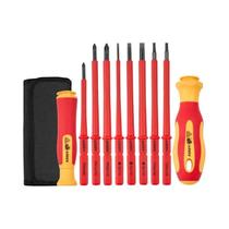 Conjunto de Chave de Fenda Magnética VDE Isolada - 10 Lâminas Intercambiáveis (500V)