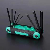 Conjunto De Chave De Soquete Mini Hexagonal Dobrável Portátil 8 Peças Métrica Multifuncional