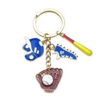 Conjunto de chaveiros: boné de beisebol esportivo, luva, bastão, acessório para sapatos Conjunto de chaveiros: boné de beisebol esportivo, luva, bastão, acessório para sapatos