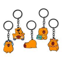 Conjunto de chaveiros Capybara Cartoon Zinc Alloy, pacote com 5