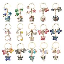 Conjunto de chaveiros com flores de borboleta coloridas para casais ER688-8 Conjunto de chaveiros com flores de borboleta coloridas para casais ER688-8