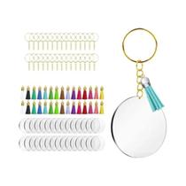 Conjunto De Chaveiros De Acrílico Transparente 40 Peças Com Borla De Couro E Argolas Para Chaveiros
