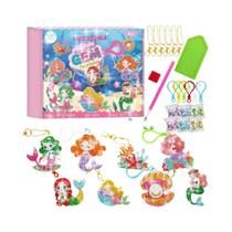 Conjunto De Chaveiros De Arte Em Diamante DIY Para Crianças, 8 Peças, Brinquedo Artesanal Com