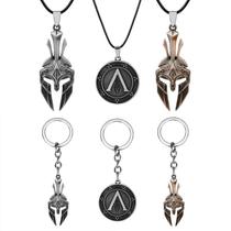 Conjunto de chaveiros e colares Spartan Warrior Helmet Assassin's Creed