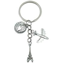 Conjunto de chaveiros Globe Airplane, inspirado em viagens, Torre Eiffel
