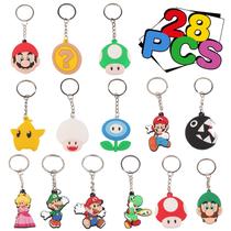 Conjunto de chaveiros Mario Theme, 28 peças, suprimentos para festas, presentes para crianças