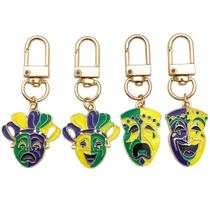 Conjunto de chaveiros, máscara de Mardi Gras, 4 peças, esmalte colorido em forma de U Conjunto de chaveiros, máscara de Mardi Gras, 4 peças, esmalte colorido em forma de U