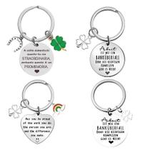 Conjunto de chaveiros Motivational Quote em aço inoxidável multilíngue