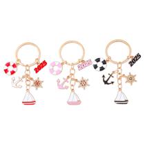 Conjunto de chaveiros Nautical 2025 com veleiro, âncora e farol Conjunto de chaveiros Nautical 2025 com veleiro, âncora e farol