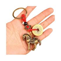 Conjunto De Chaveiros Wu Lou De Latão Feng Shui Com Moedas Da Sorte E Nó Chinês Para Boa Sorte,