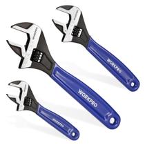 Conjunto de chaves ajustáveis WORKPRO, 6 cm, 8 cm, 10 cm de largura, mandíbula, óxido preto