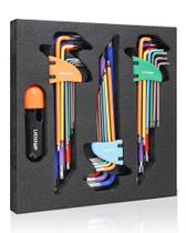Conjunto de chaves Allen Lichamp, 27 peças Rainbow Torx SAE Metric