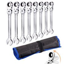 Conjunto de Chaves Combinadas com Catraca Flexível Qnkaa 8 Peças 9-17mm Métrico Conjunto de Chaves Combinadas com Catraca Flexível Qnkaa 8 Peças 9-17mm Métrico