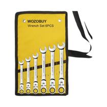 Conjunto De Chaves Combinadas Com Catraca Métrica De 6-23mm Em Aço Cromo Vanádio Com Cabeça Flexível